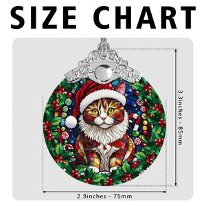 Christmas Cat Stained Glass Ornament | Unique Holiday Gift for Cat Lovers | Manx