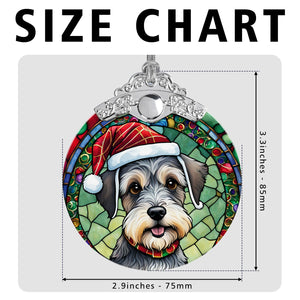 Christmas Dog Stained Glass Ornament | Unique Holiday Gift for Dog Lovers | Miniature Schnauzer