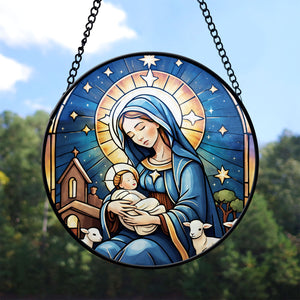 Nativity Scene Stained Glass Suncatcher, Nativity Scene Suncatchers for Windows Stained Glass