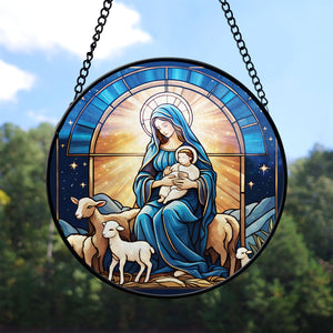 Nativity Scene Stained Glass Suncatcher, Nativity Scene Suncatcher for Windows Stained Glass