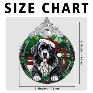 Christmas Dog Stained Glass Ornament | Unique Holiday Gift for Dog Lovers | Newfoundland