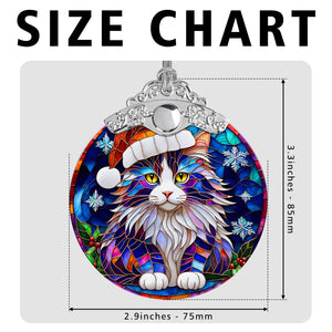 Christmas Cat Stained Glass Ornament | Unique Holiday Gift for Cat Lovers | Norwegian Forest