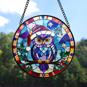 Owl Stained Glass Suncatcher, Owl Suncatcher for Windows Stained Glass