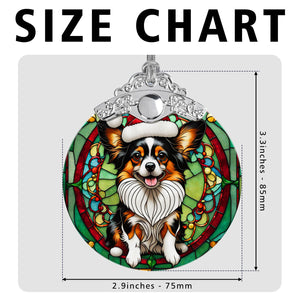 Christmas Dog Stained Glass Ornament | Unique Holiday Gift for Dog Lovers | Papillon