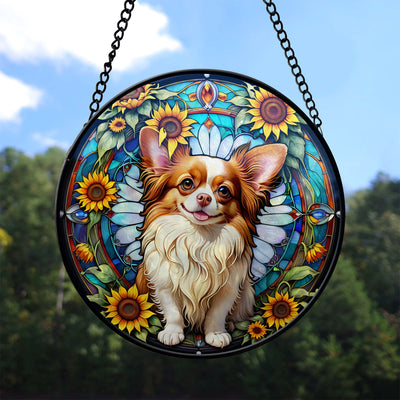 Papillon Stained Glass Suncatcher, Papillon Sunflower Suncatcher for Windows Stained Glass