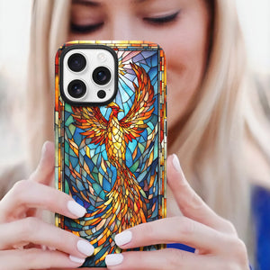 Phoenix Stained Glass for iPhone 16 Pro Max Case, Phoenix iPhone 16 Pro Max Case, Phoenix Phone case, Stained Glass Phone Case 02