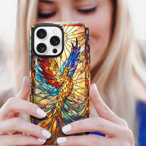 Phoenix Stained Glass for iPhone 16 Pro Max Case, Phoenix iPhone 16 Pro Max Case, Phoenix Phone case, Stained Glass Phone Case