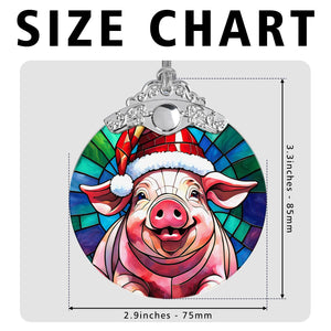 Pig Stained Glass Christmas Glass Ornament, Elegant Holiday Décor for Your Tree, Glass Ornament christmas 2024