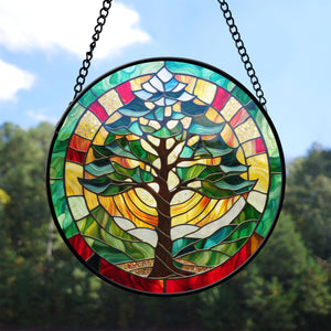 Pine Tree Stained Glass Suncatcher, Pine Tree Suncatcher for Windows Stained Glass