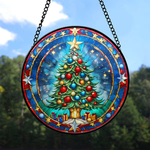 Pine Tree Stained Glass Suncatcher, Pine Tree Suncatcher for Windows Stained Glass