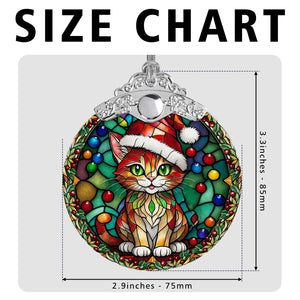 Christmas Cat Stained Glass Ornament | Unique Holiday Gift for Cat Lovers | Pixie-bob