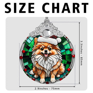 Christmas Dog Stained Glass Ornament | Unique Holiday Gift for Dog Lovers | Pomeranian