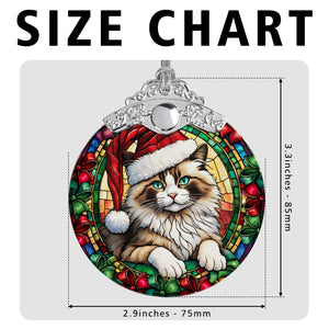 Christmas Cat Stained Glass Ornament | Unique Holiday Gift for Cat Lovers | Ragdoll