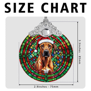 Christmas Dog Stained Glass Ornament | Unique Holiday Gift for Dog Lovers | Rhodesian Ridgeback