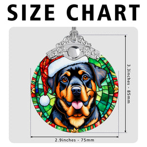 Christmas Dog Stained Glass Ornament | Unique Holiday Gift for Dog Lovers | Rottweiler