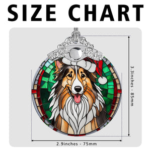 Christmas Dog Stained Glass Ornament | Unique Holiday Gift for Dog Lovers | Rough Collie