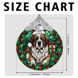 Christmas Dog Stained Glass Ornament | Unique Holiday Gift for Dog Lovers | Saint Bernard