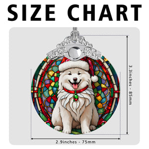 Christmas Dog Stained Glass Ornament | Unique Holiday Gift for Dog Lovers | Samoyed