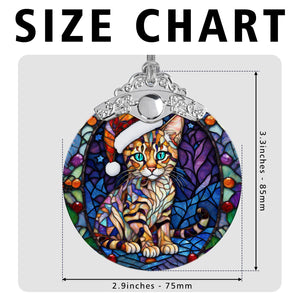 Christmas Cat Stained Glass Ornament | Unique Holiday Gift for Cat Lovers | Savannah