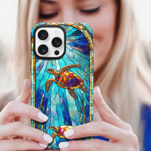 Sea turtle Stained Glass for iPhone 16 Pro Max Case, Sea turtle iPhone 16 Pro Max Case, Sea turtle Phone case, Stained Glass Phone Case