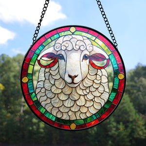 Sheep Stained Glass Suncatcher, Sheep Suncatcher for Windows Stained Glass A01