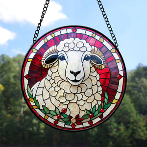 Sheep Stained Glass Suncatcher, Sheep Suncatcher for Windows Stained Glass A02