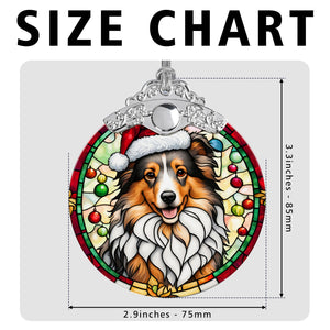 Christmas Dog Stained Glass Ornament | Unique Holiday Gift for Dog Lovers | Shetland Sheepdog