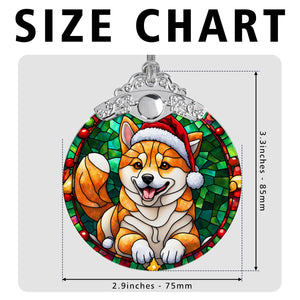 Christmas Dog Stained Glass Ornament | Unique Holiday Gift for Dog Lovers | Shiba Inu