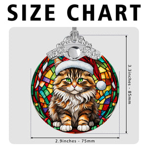 Christmas Cat Stained Glass Ornament | Unique Holiday Gift for Cat Lovers | Siberian