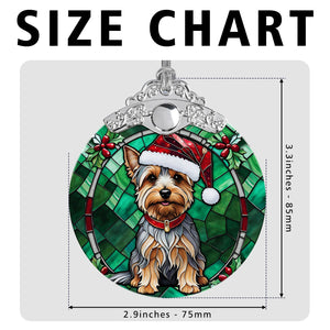 Christmas Dog Stained Glass Ornament | Unique Holiday Gift for Dog Lovers | Silky Terrier