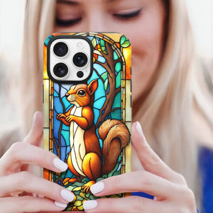 Squirrel Stained Glass for iPhone 16 Pro Max Case, Squirrel iPhone 16 Pro Max Case, Squirrel Phone case, Stained Glass Phone Case