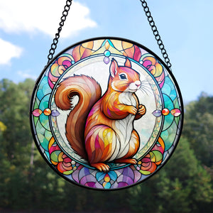 Squirrel Stained Glass Suncatcher, Squirrel Suncatchers for Windows Stained Glass