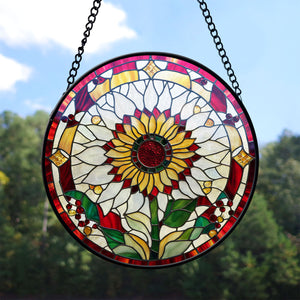 Sunflower Stained Glass Suncatcher, Sunflower Suncatcher for Windows Stained Glass