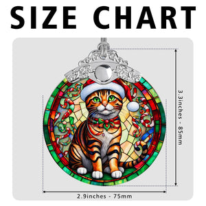 Christmas Cat Stained Glass Ornament | Unique Holiday Gift for Cat Lovers | Toyger