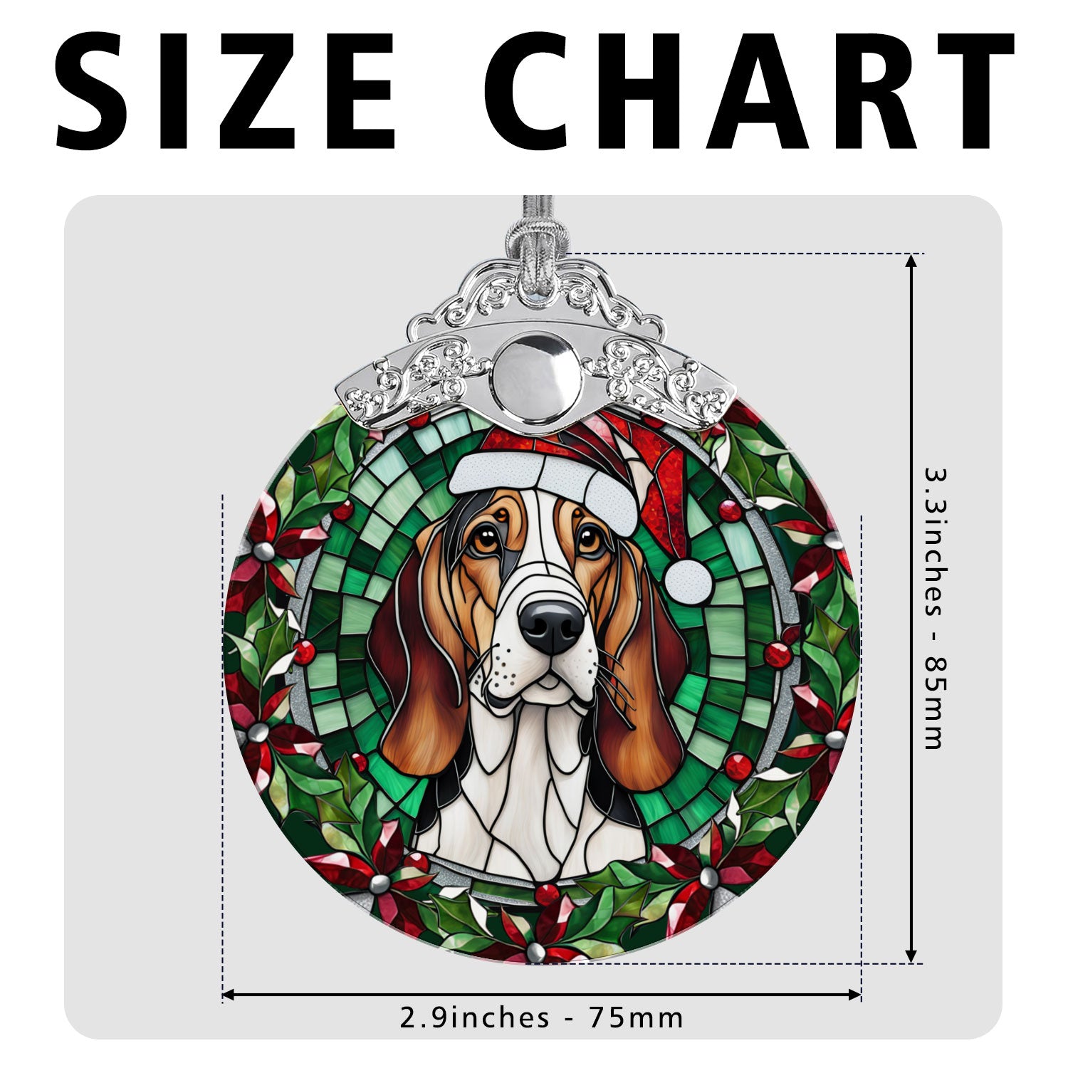 Christmas Dog Stained Glass Ornament Unique Holiday Gift for Dog Lovers Treeing Walker Coonhound