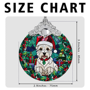 Christmas Dog Stained Glass Ornament | Unique Holiday Gift for Dog Lovers | West Highland White Terrier