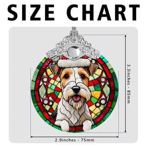 Christmas Dog Stained Glass Ornament | Unique Holiday Gift for Dog Lovers | Wire Fox Terrier