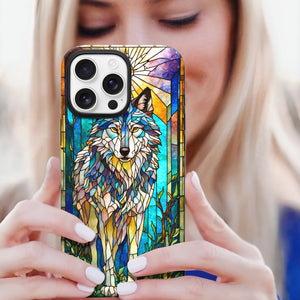 Wolf Stained Glass for iPhone 16 Pro Max Case, Wolf iPhone 16 Pro Max Case, Wolf Phone case, Stained Glass Phone Case