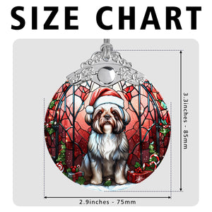 Christmas Dog Stained Glass Ornament | Unique Holiday Gift for Dog Lovers | shih tzu A02