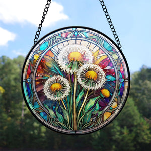 dandelion Stained Glass Suncatcher, dandelion Suncatcher for Windows Stained Glass