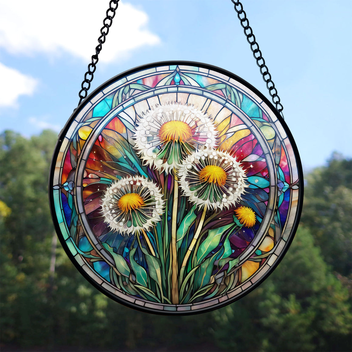 dandelion Stained Glass Suncatcher, dandelion Suncatcher for Windows Stained Glass