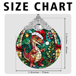 dinosaur Stained Glass Christmas Glass Ornament, Elegant Holiday Décor for Your Tree, Glass Ornament christmas 2024