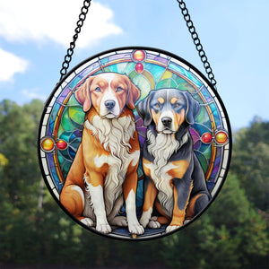 Dogs Stained Glass Suncatcher, Dogs Suncatchers for Windows Stained Glass