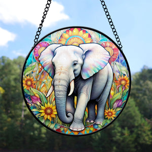 elephant Stained Glass Suncatcher, elephant Suncatcher for Windows Stained Glass