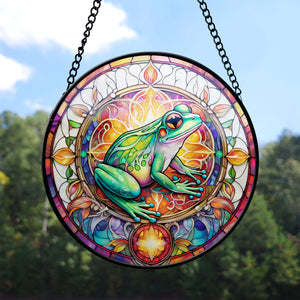 Frog Stained Glass Suncatcher, Frog Suncatchers for Windows Stained Glass