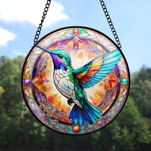 Hummingbird Stained Glass Suncatcher, Hummingbird Suncatchers for Windows Stained Glass