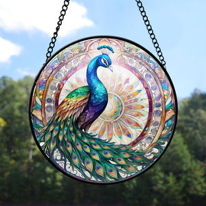 Peacock Stained Glass Suncatcher, Peacock Suncatchers for Windows Stained Glass