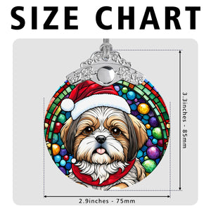 Christmas Dog Stained Glass Ornament | Unique Holiday Gift for Dog Lovers | Shih Tzu