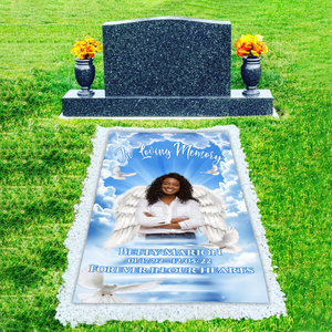 Personalized Memorial Grave Blanket, Custom Memorial Grave Blanket : in loving memory of, forever in our hearts