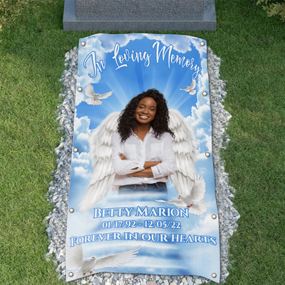 Personalized Memorial Grave Blanket, Custom Memorial Grave Blanket : in loving memory of, forever in our hearts